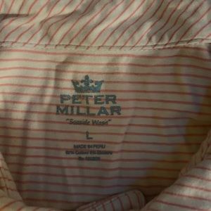 Peter Millar Pink & White Stripe Seaside Wash Polo